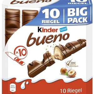 kinder bueno Big Pack – Schokoriegel mit knuspriger Waffel, feiner Milch-Haselnuss-Cremeund zarter Vollmilchschokolade – 1 Großpackung mit 10 einzeln verpackten Riegeln (10 x 21,5 g)